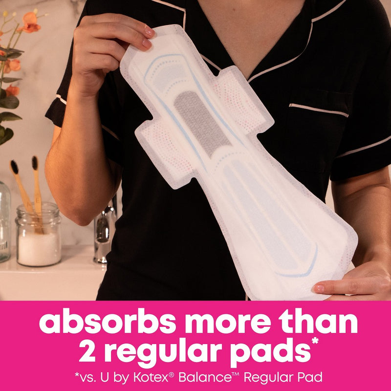U by Kotex Balance Ultra Thin Extra Heavy Overnight Pads with Wings - Unscented - 22ct