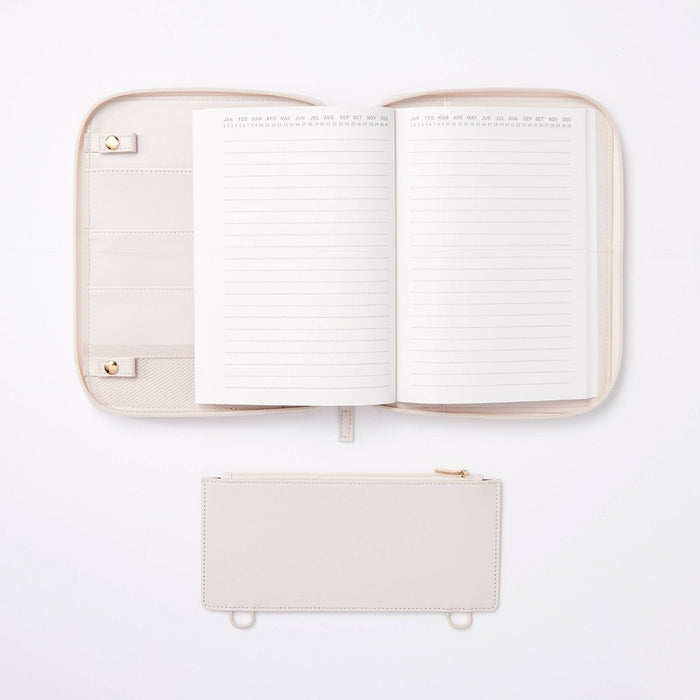 Zipper Tech Case with Pockets and 60 Page 0.3" Rule Notebook Blush - Threshold