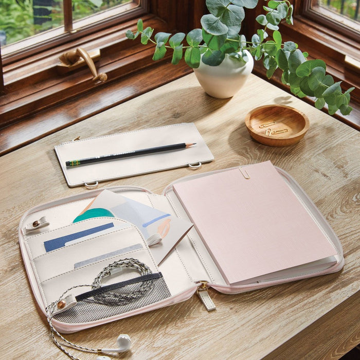 Zipper Tech Case with Pockets and 60 Page 0.3" Rule Notebook Blush - Threshold