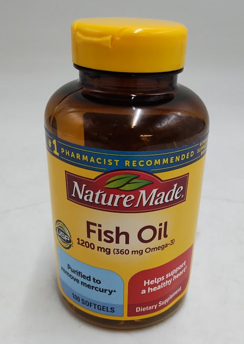 Nature Made Fish Oil Supplements 1200 mg Omega 3 Softgels - 100ct EXP 02/2028