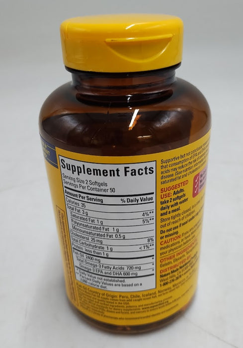 Nature Made Fish Oil Supplements 1200 mg Omega 3 Softgels - 100ct EXP 02/2028