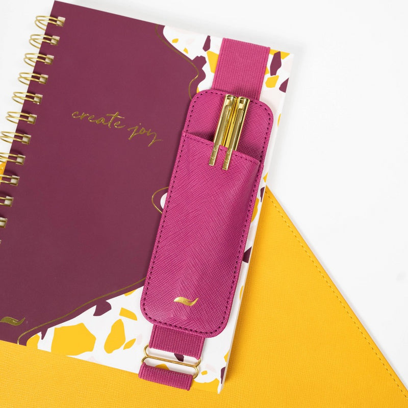 Elevation by Tina Wells Saffiano Vegan Leather Pen Holder Dark Purple