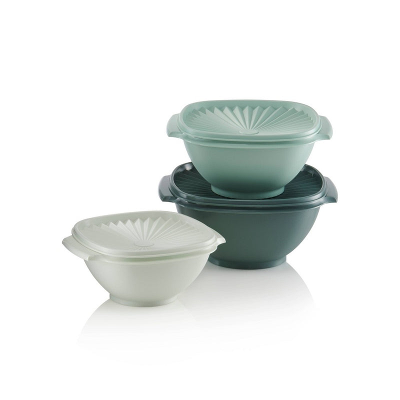 Tupperware Heritage 3pc (5.25c, 8c, 11.75c) Plastic Food Storage Container Set Green