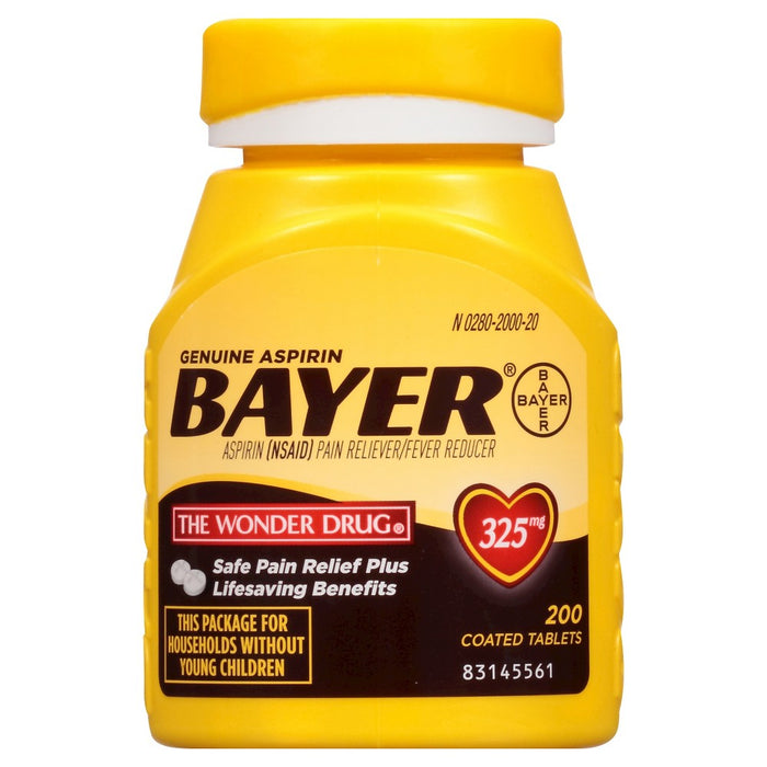 Bayer Genuine Pain Reliever 325mg & Fever Reducer Tablets - Aspirin (NSAID) - 200ct