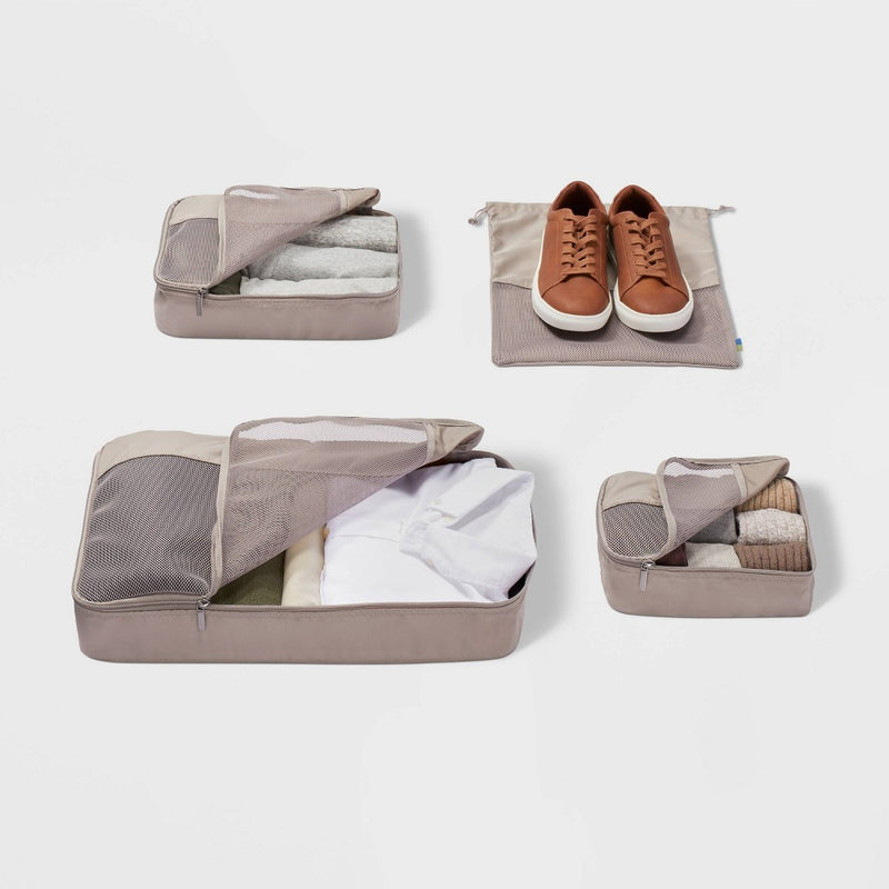 4pc Packing Cube Set Taupe - Open Story