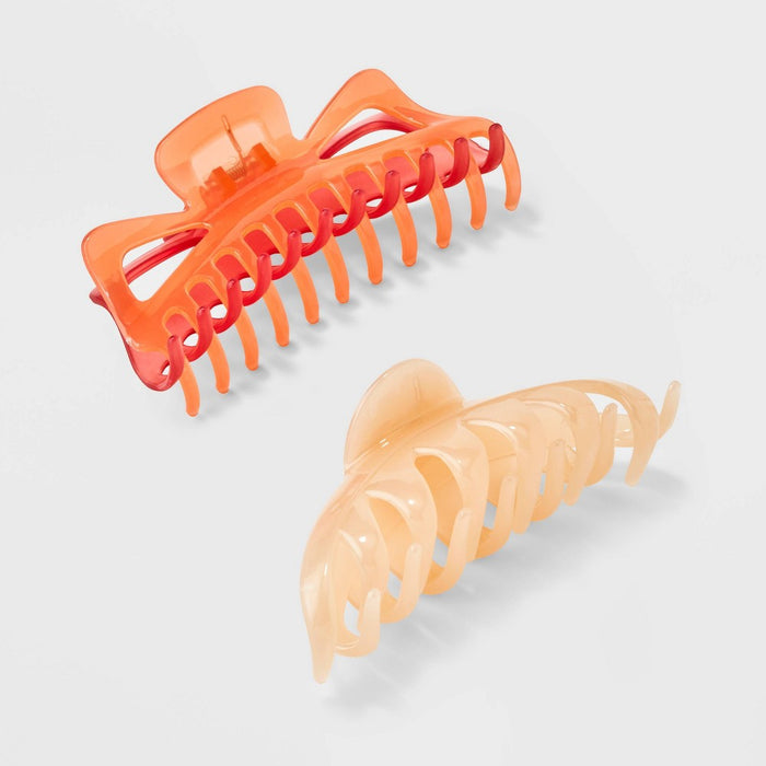 Jumbo Claw Hair Clip Set 2pc - Wild Fable Orange/Tan