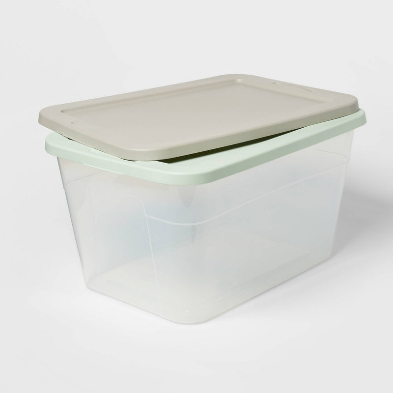 56qt Storage Box Assorted Gray and Green Lids - Room Essentials (LOCAL PICKUP ONLY)