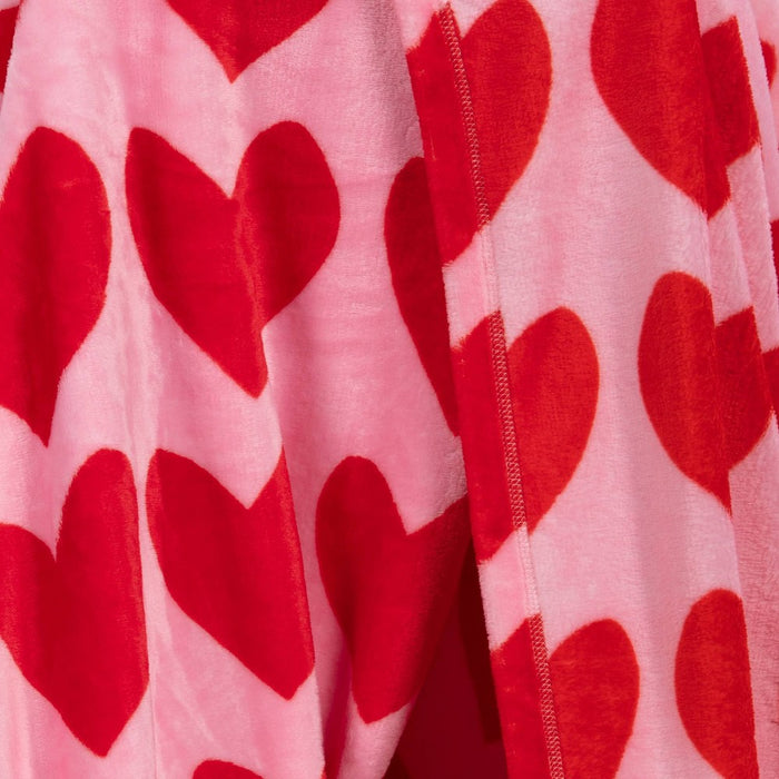 Heart Printed Plush Valentine's Day Throw Blanket Pink/Red - Room Essentials
