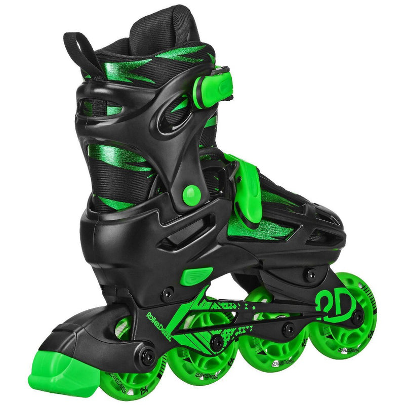 Roller Derby Green Wire Kids' Adjustable Inline-Quad Combo Skates - Black/Green S (12-2)