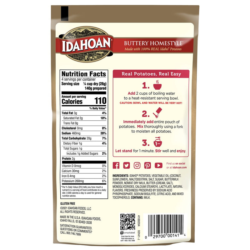 Idahoan Gluten Free Buttery Homestyle Mashed Potatoes - 4oz