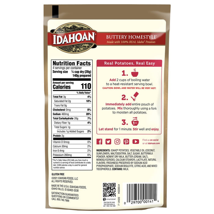 Idahoan Gluten Free Buttery Homestyle Mashed Potatoes - 4oz