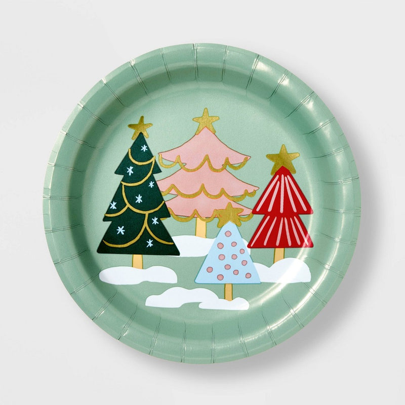 10ct Christmas Tree Green Dinner Plate - Spritz