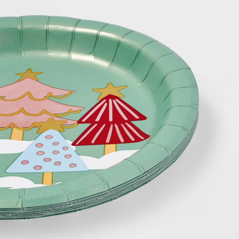 10ct Christmas Tree Green Dinner Plate - Spritz