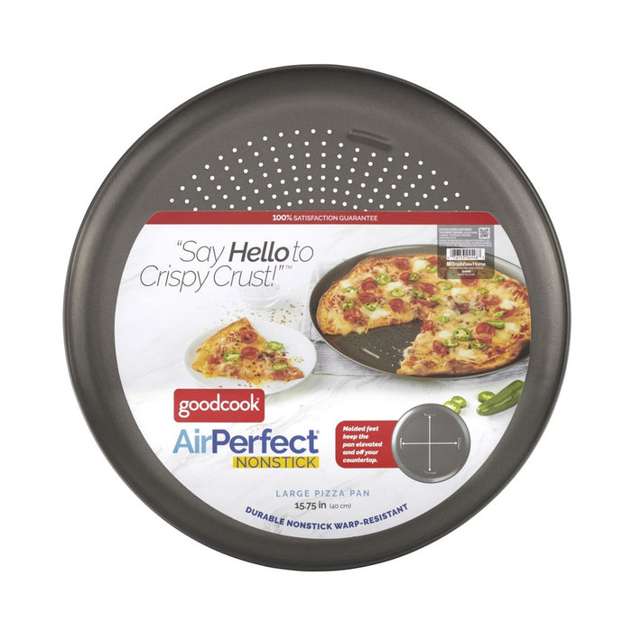GoodCook 15.75" Large Nonstick Carbon Steel Ready Air Perfect Pizza Pan Gray