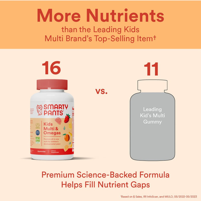 SmartyPants Kids Multi & Omega 3 Fish Oil Gummy Vitamins with D3, C & B12 - 120 ct