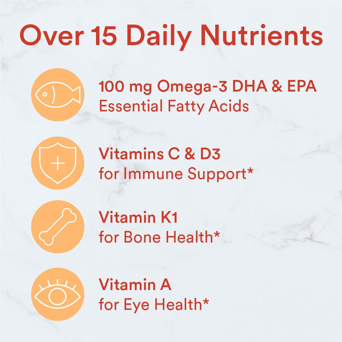 SmartyPants Kids Multi & Omega 3 Fish Oil Gummy Vitamins with D3, C & B12 - 120 ct
