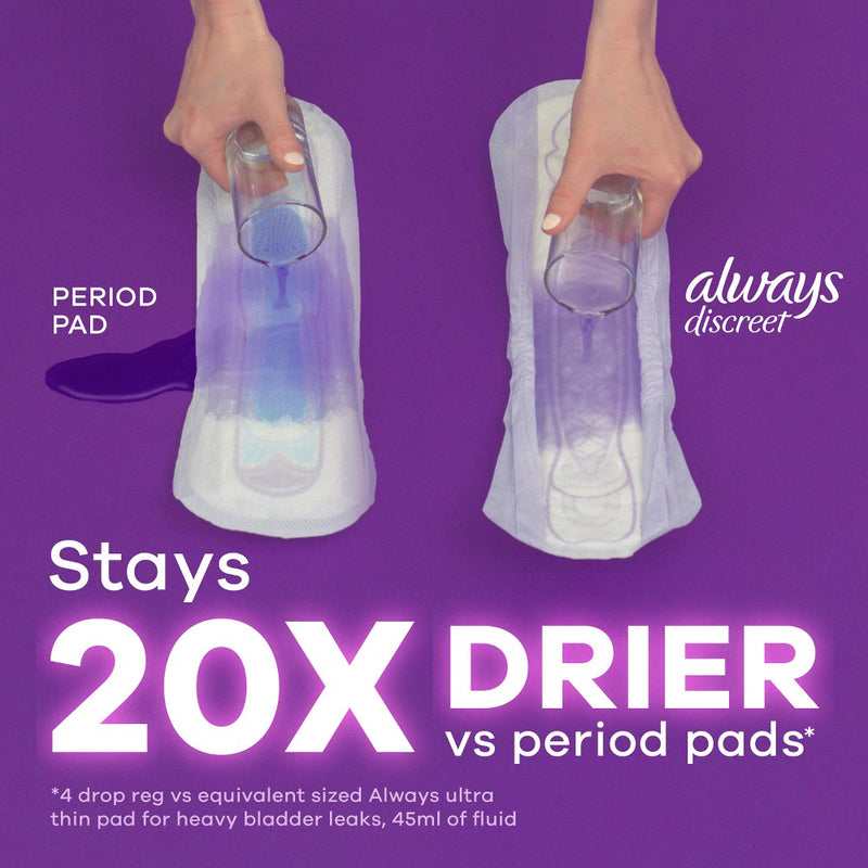 Always Discreet Heavy Long Absorbency 5 Drop Base Pads - 39ct