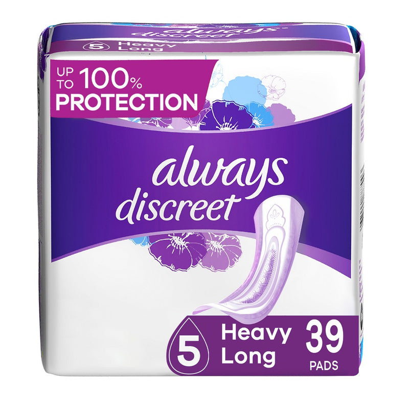 Always Discreet Heavy Long Absorbency 5 Drop Base Pads - 39ct