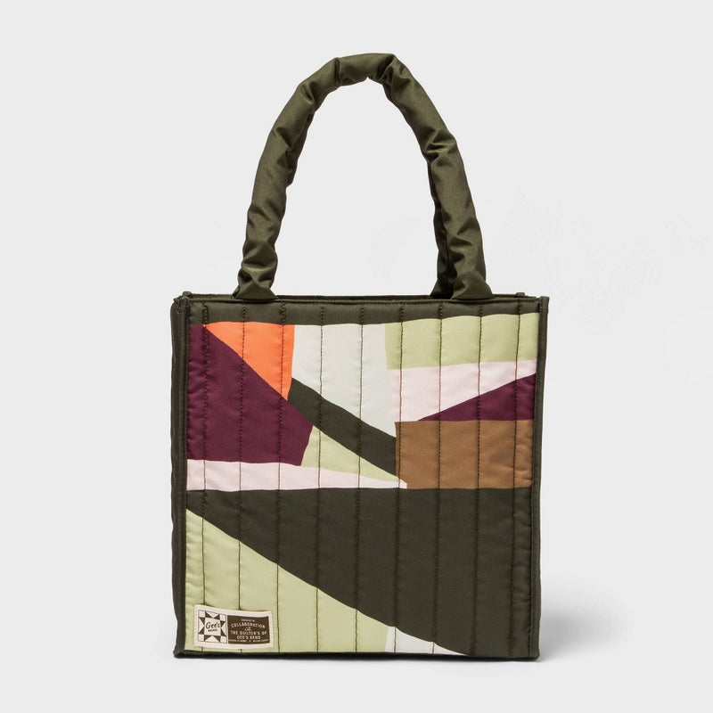 Black History Month Adult Gee's Bend Quilted Tote Handbag - Green