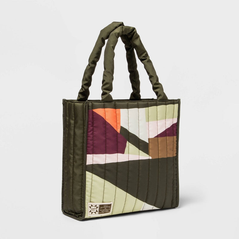 Black History Month Adult Gee's Bend Quilted Tote Handbag - Green