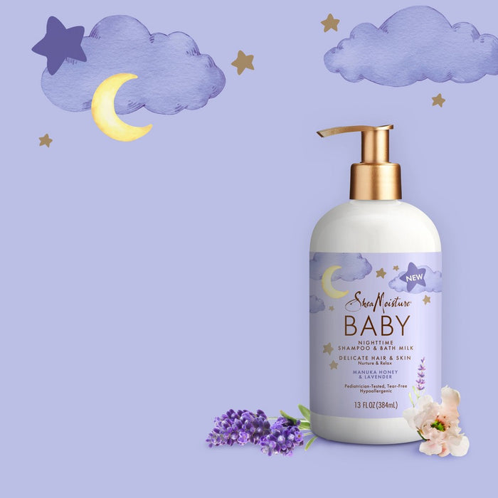 SheaMoisture Baby Manuka Honey & Lavender Pump Nighttime Shampoo & Bath Milk for Delicate Hair & Skin - 13 fl oz