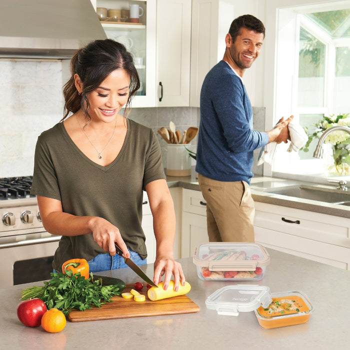 Bentgo 2pc Glass Meal Prep Container Set White Stone