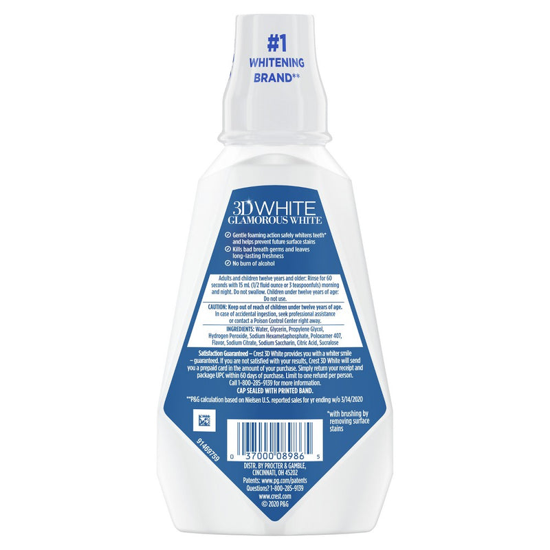 Crest 3D White Glamorous White Mouthwash - Arctic Mint