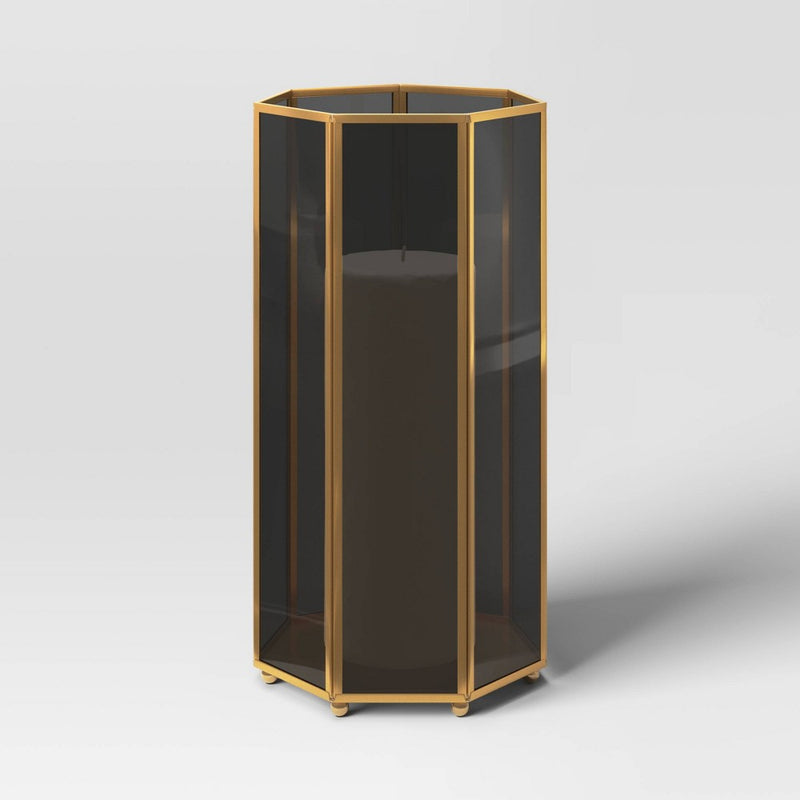 13.5" Metal/Glass Outdoor Lantern Candle Holder Gold - Opalhouse designed with Jungalow