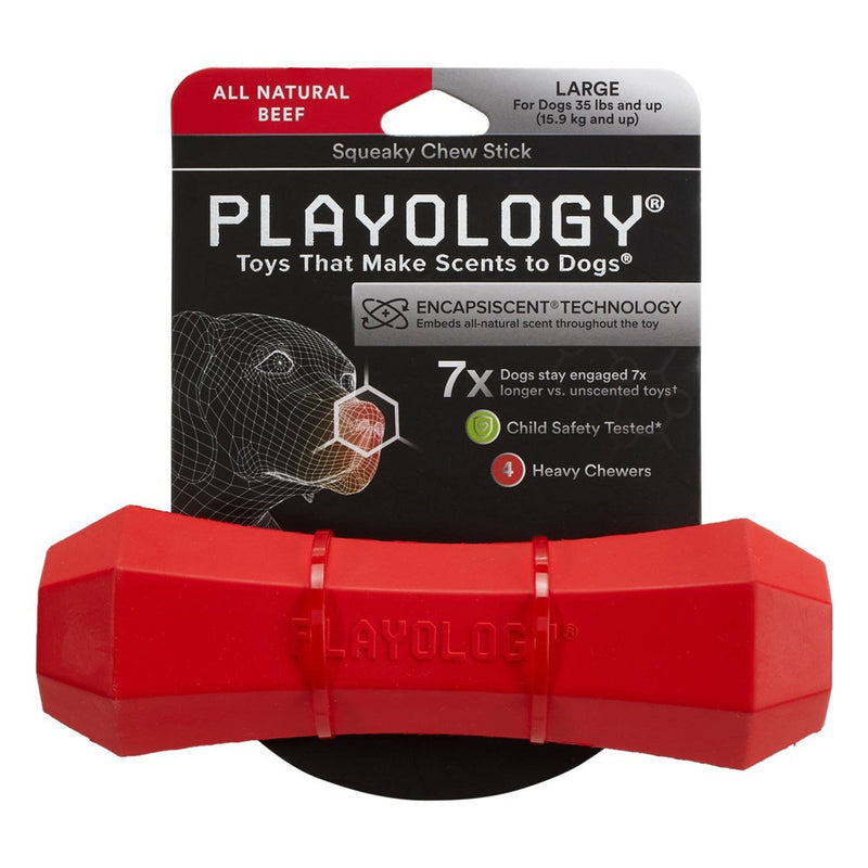 Playology 2.5" Beef Scent Chew Stick Dog Toy - Red - L