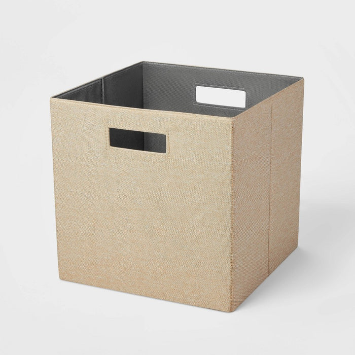 13" x 13" Fabric Bin Linen Yarn Dye Taupe - Brightroom