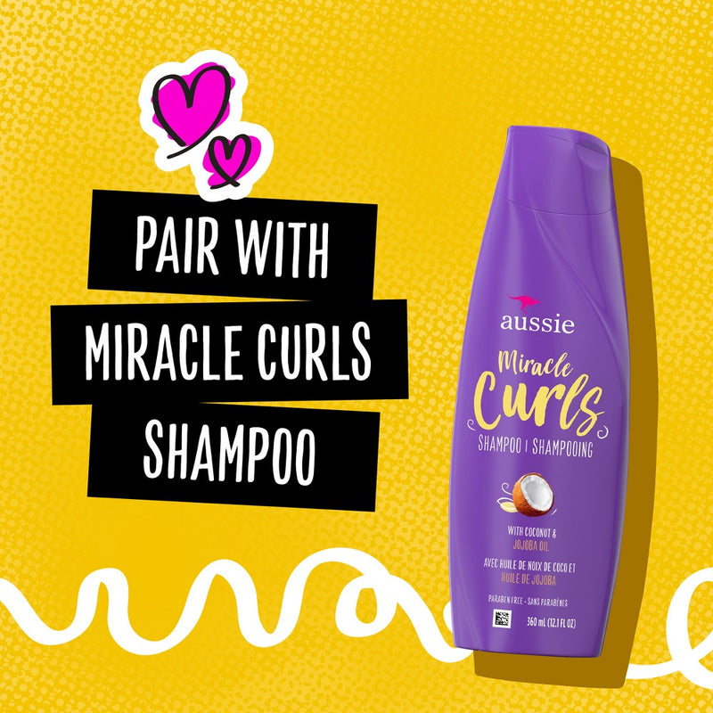 Aussie Paraben-Free Miracle Curls Conditioner with Coconut & Jojoba Oil For Curly Hair - 12.1 fl oz
