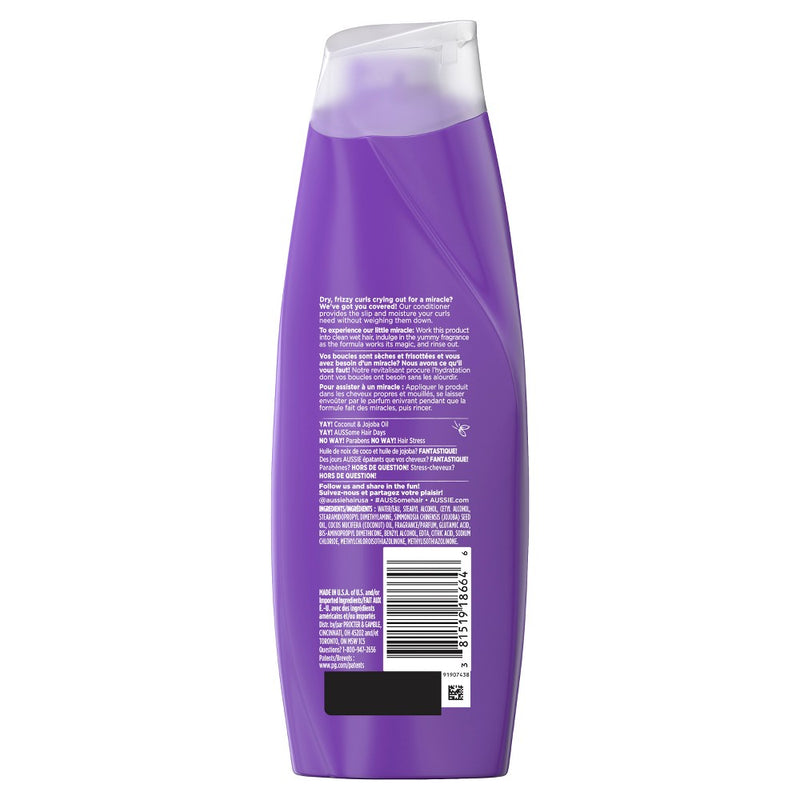 Aussie Paraben-Free Miracle Curls Conditioner with Coconut & Jojoba Oil For Curly Hair - 12.1 fl oz