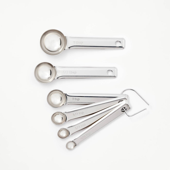 6pc Stainless Steel Measuring Spoons Silver - Figmint