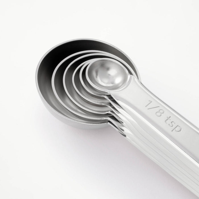 6pc Stainless Steel Measuring Spoons Silver - Figmint