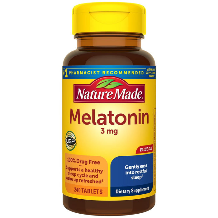 Nature Made Melatonin 3mg 100% Drug Free Sleep Aid for Adults Tablets - 240ct