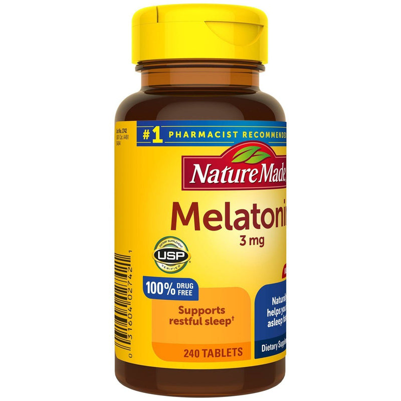 Nature Made Melatonin 3mg 100% Drug Free Sleep Aid for Adults Tablets - 240ct