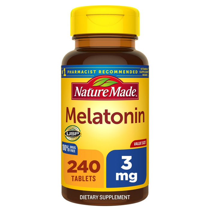 Nature Made Melatonin 3mg 100% Drug Free Sleep Aid for Adults Tablets - 240ct