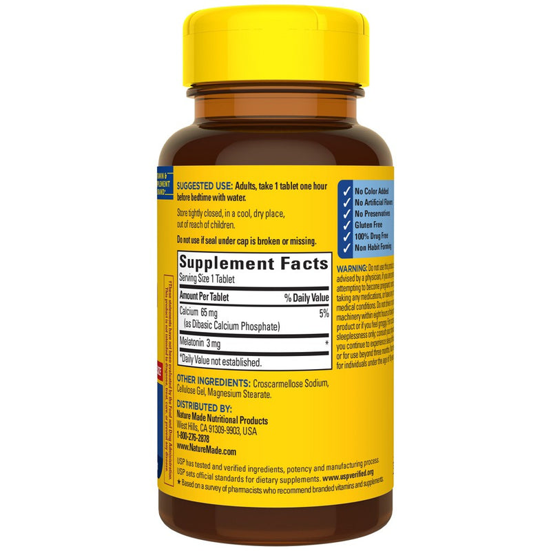 Nature Made Melatonin 3mg 100% Drug Free Sleep Aid for Adults Tablets - 240ct