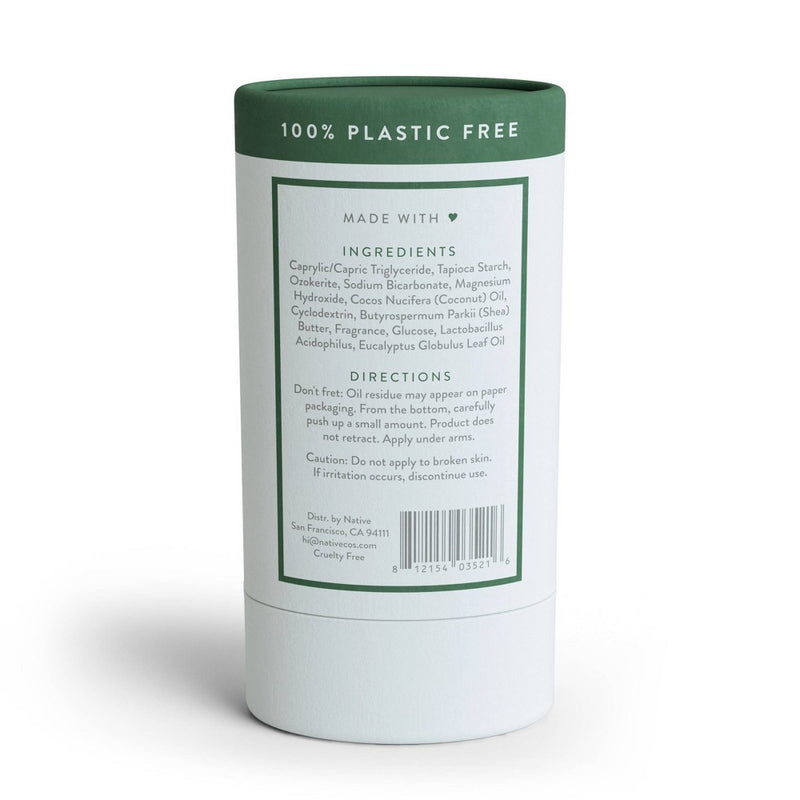 Native Plastic Free Deodorant - Eucalyptus & Mint - Aluminum Free - 2.65 oz