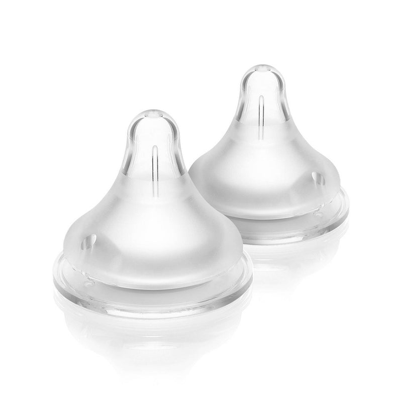 Lansinoh NaturalWAVE Silicone Anti-Colic Baby Bottle Nipples - Fast Flow - 2pk
