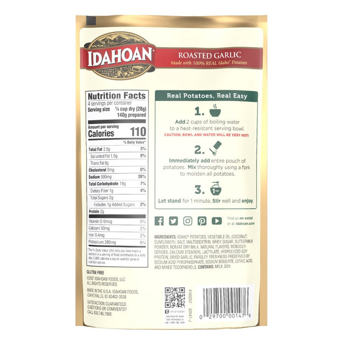 Idahoan Gluten Free Roasted Garlic Mashed Potatoes - 4oz