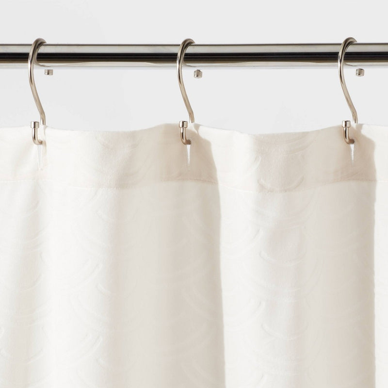 Velvet Scallop Burnout Glam Shower Curtain Ivory - Threshold