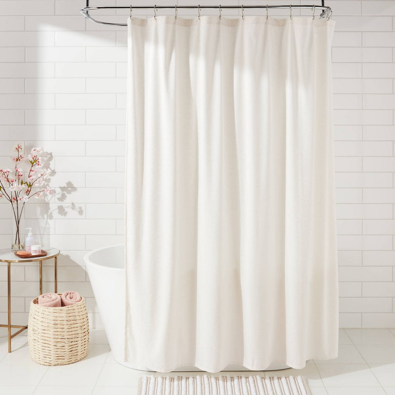 Velvet Scallop Burnout Glam Shower Curtain Ivory - Threshold