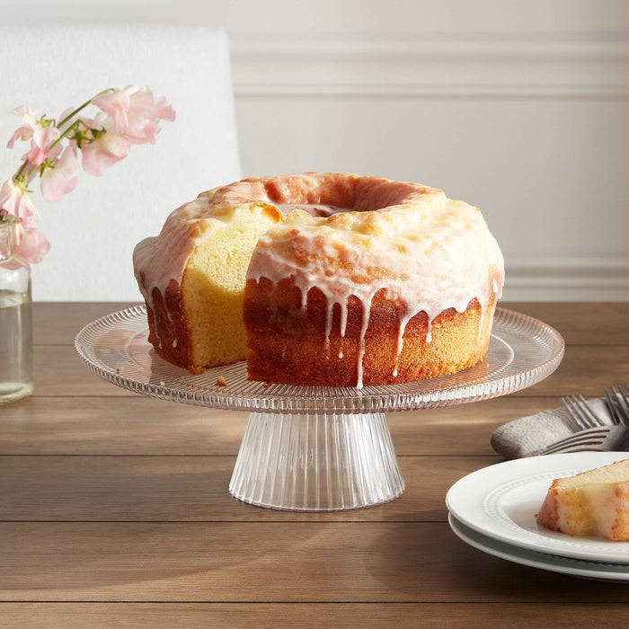 Ribbed Large Glass Cake Stand Clear - Threshold