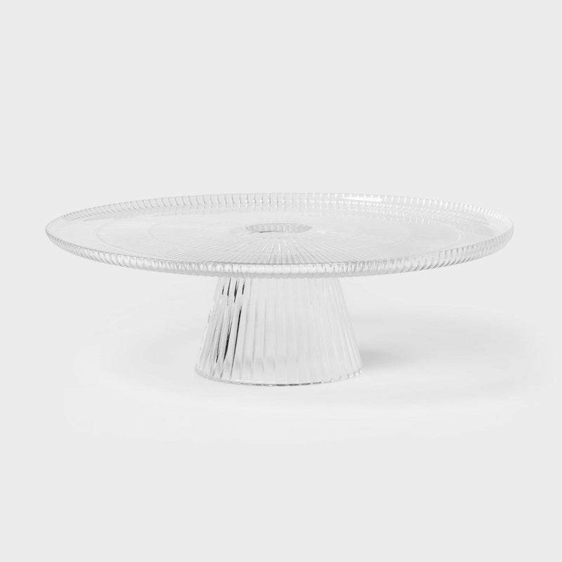 Ribbed Large Glass Cake Stand Clear - Threshold