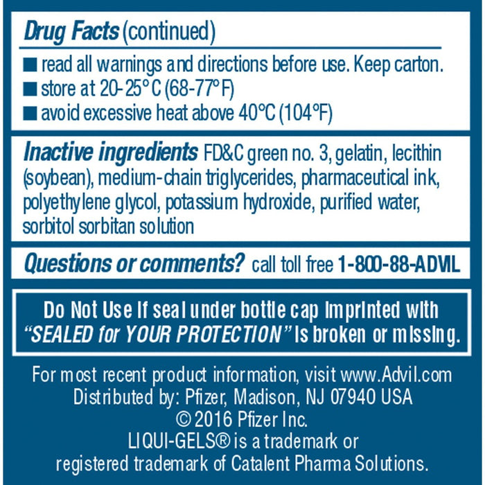 Advil Liqui-Gels Pain Reliever/Fever Reducer Liquid Filled Capsules - Ibuprofen (NSAID) - 20ct