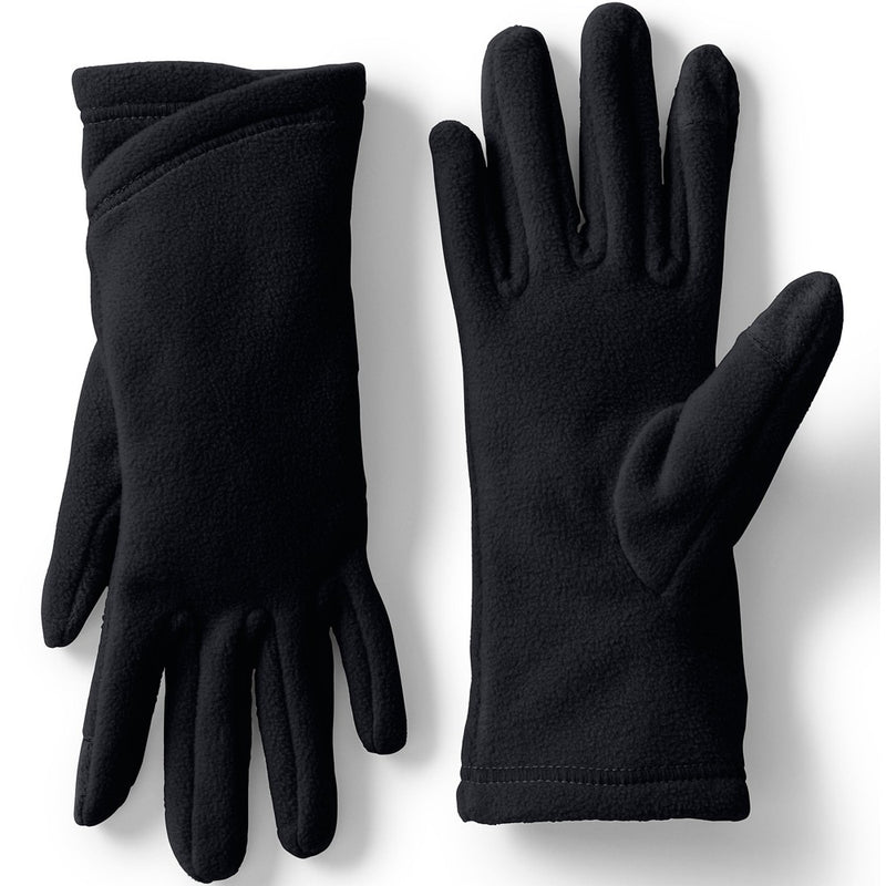 Lands' End Women's EZ Touch Screen Fleece Winter Gloves - Medium - Black