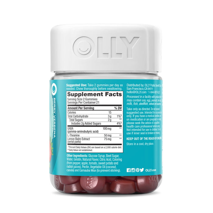 OLLY Goodbye Stress Gummies with GABA, L-Theanine & Lemon Balm - Berry Verbena - 42ct
