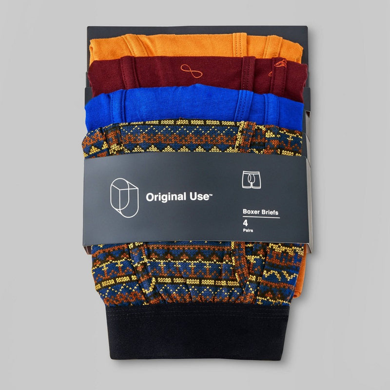 Men's Fairisle/Celestial Badge Boxer Briefs 4pk - Original Use Blue/Maroon/Orange XS