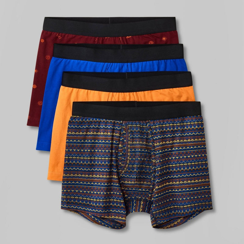 Men's Fairisle/Celestial Badge Boxer Briefs 4pk - Original Use Blue/Maroon/Orange XS